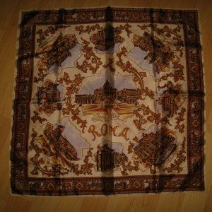 🇮🇹 Rome Italy Vintage 1960's Souvenir Scarf